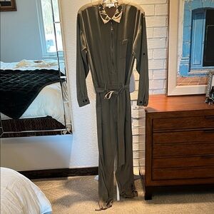 Pam & Gela Taupe Zip-Up Jumpsuit